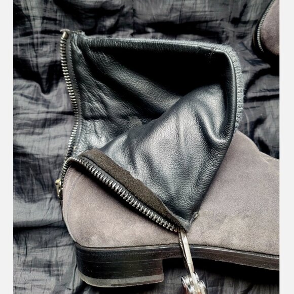 Les Hommes $860 Made in Italy Gray Suede Leather Ankle Boots Zip Up EU 45 US 12 main image 3